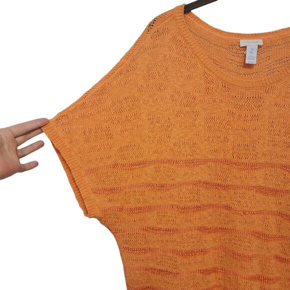 Chicos Orange Knit Dolman Sweater Top Oversize 582 - Picture 4 of 13